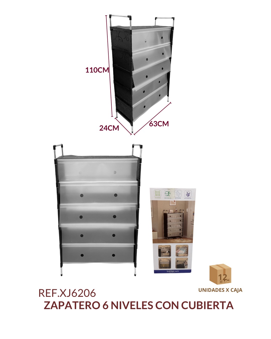 Miniatura 2 de Zapatero 6 niveles con cubierta